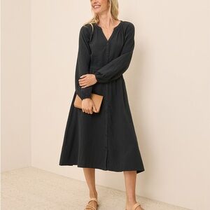 Pact Organic Coastal Double Gauze Poet Sleeve Dress